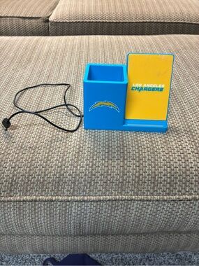 NFL LA Chargers Phone stand and charger with USB and Accessory Holder